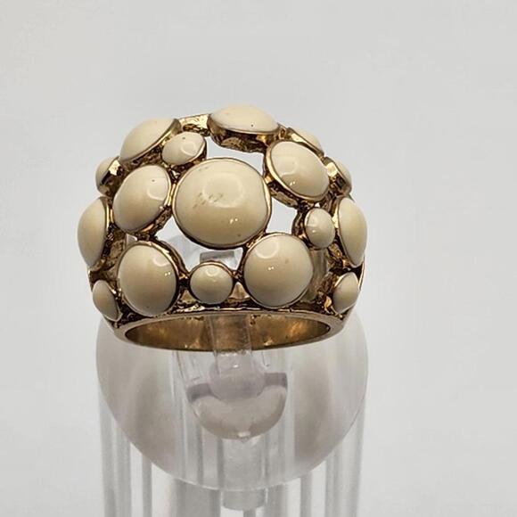 Lia Sophia Jewelry - Lia Sophia Gold Tone & Cream Enamel Bubble Ring (7.5)